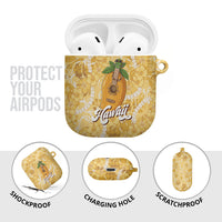Hawaiian Mango Ukulele AirPods Case Retro Yellow Hibiscus Pikake Lei LT9 - Polynesian Pride