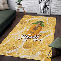 Hawaiian Mango Ukulele Area Rug Retro Yellow Hibiscus Pikake Lei LT9 Yellow - Polynesian Pride