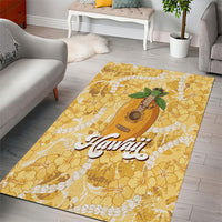 Hawaiian Mango Ukulele Area Rug Retro Yellow Hibiscus Pikake Lei LT9 - Polynesian Pride