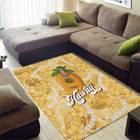 Hawaiian Mango Ukulele Area Rug Retro Yellow Hibiscus Pikake Lei LT9 - Polynesian Pride