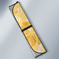 Hawaiian Mango Ukulele Auto Sun Shade Retro Yellow Hibiscus Pikake Lei LT9 - Polynesian Pride
