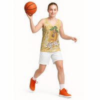 Hawaiian Mango Ukulele Basketball Jersey Retro Yellow Hibiscus Pikake Lei LT9 - Polynesian Pride