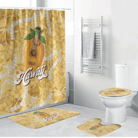 Hawaiian Mango Ukulele Bathroom Set Retro Yellow Hibiscus Pikake Lei LT9 Bathroom Set (4 pcs) Yellow - Polynesian Pride