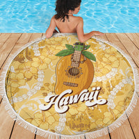 Hawaiian Mango Ukulele Beach Blanket Retro Yellow Hibiscus Pikake Lei LT9 - Polynesian Pride