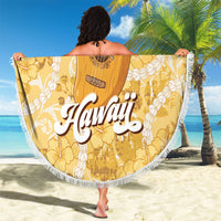 Hawaiian Mango Ukulele Beach Blanket Retro Yellow Hibiscus Pikake Lei LT9 - Polynesian Pride