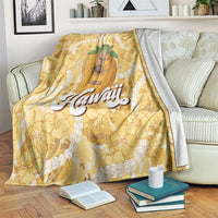 Hawaiian Mango Ukulele Blanket Retro Yellow Hibiscus Pikake Lei LT9 Yellow - Polynesian Pride