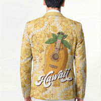 Hawaiian Mango Ukulele Blazer Retro Yellow Hibiscus Pikake Lei LT9 - Polynesian Pride