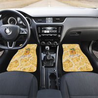 Hawaiian Mango Ukulele Car Mats Retro Yellow Hibiscus Pikake Lei LT9 Set 2pcs - Front Yellow - Polynesian Pride