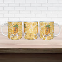 Hawaiian Mango Ukulele Ceramic Mug Retro Yellow Hibiscus Pikake Lei LT9 - Polynesian Pride