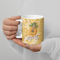 Hawaiian Mango Ukulele Ceramic Mug Retro Yellow Hibiscus Pikake Lei LT9 - Polynesian Pride