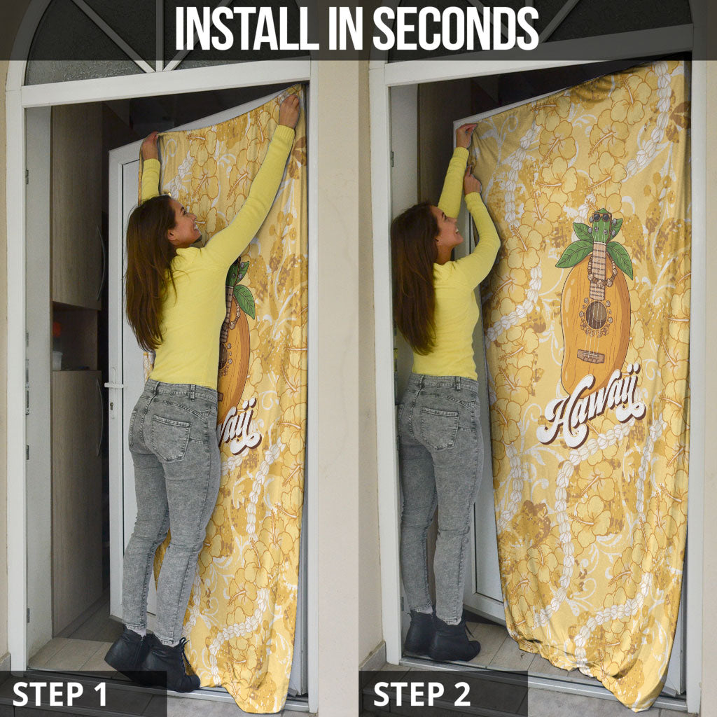Hawaiian Mango Ukulele Door Cover Retro Yellow Hibiscus Pikake Lei LT9 - Polynesian Pride