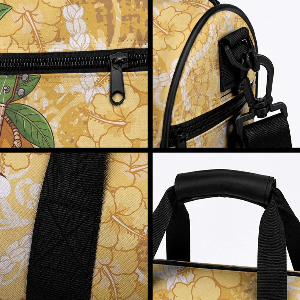 Hawaiian Mango Ukulele Duffle Bag Retro Yellow Hibiscus Pikake Lei LT9 - Polynesian Pride