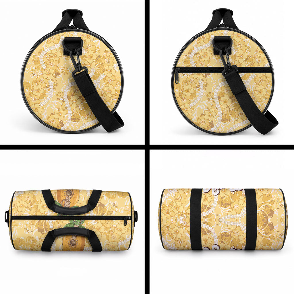 Hawaiian Mango Ukulele Duffle Bag Retro Yellow Hibiscus Pikake Lei LT9 - Polynesian Pride