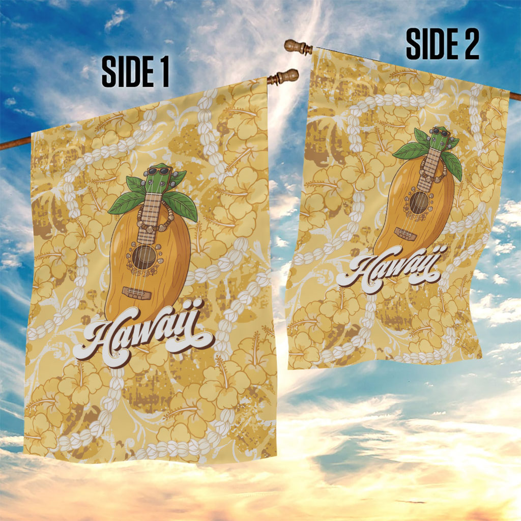 Hawaiian Mango Ukulele Garden Flag Retro Yellow Hibiscus Pikake Lei LT9 - Polynesian Pride