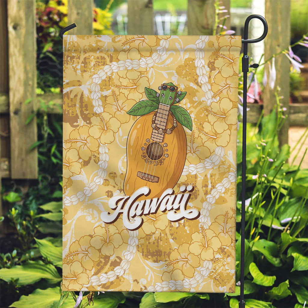 Hawaiian Mango Ukulele Garden Flag Retro Yellow Hibiscus Pikake Lei LT9 Garden Flag Yellow - Polynesian Pride