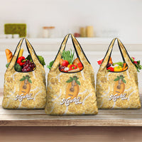 Hawaiian Mango Ukulele Grocery Bag Retro Yellow Hibiscus Pikake Lei LT9 3-pack One Size Yellow - Polynesian Pride