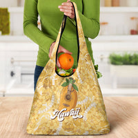 Hawaiian Mango Ukulele Grocery Bag Retro Yellow Hibiscus Pikake Lei LT9 - Polynesian Pride
