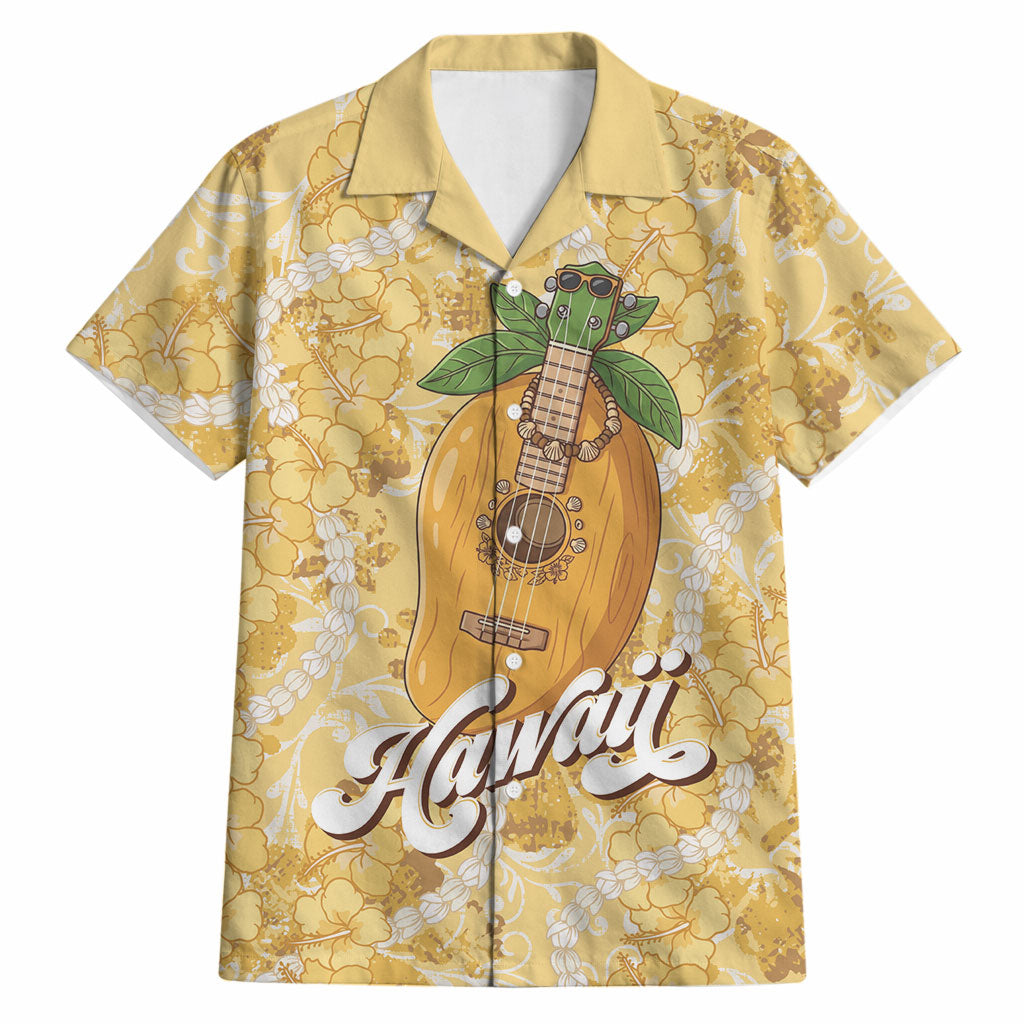 Hawaiian Mango Ukulele Hawaiian Shirt Retro Yellow Hibiscus Pikake Lei LT9 Yellow - Polynesian Pride