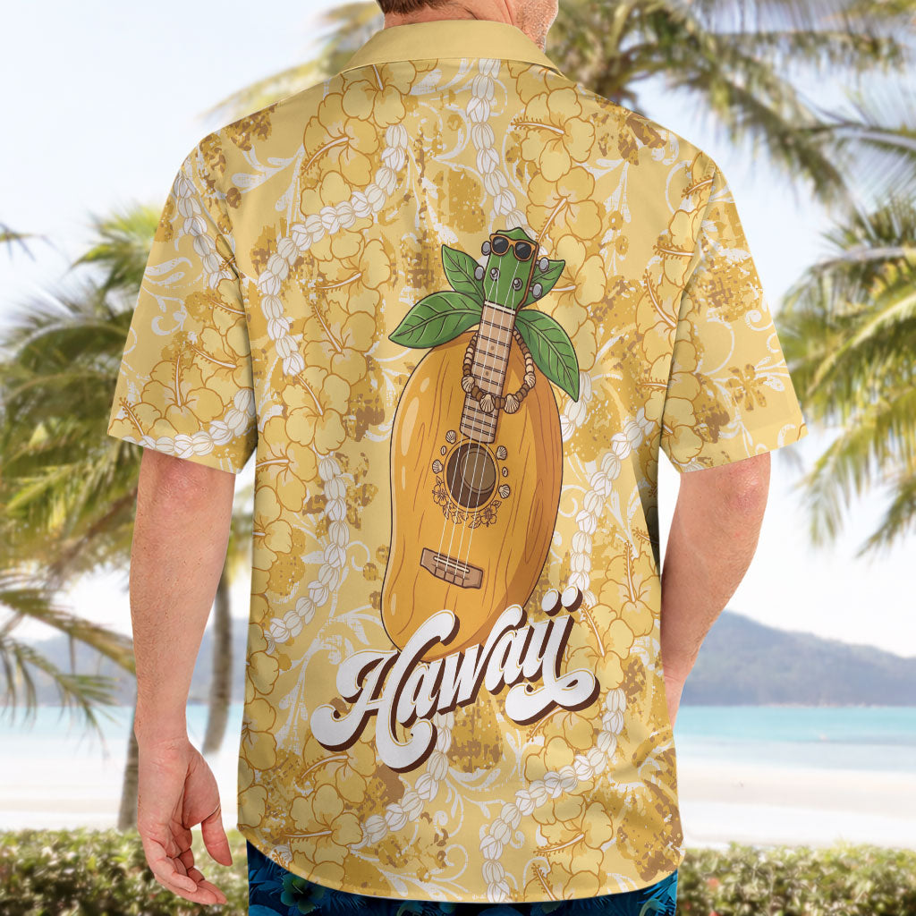 Hawaiian Mango Ukulele Hawaiian Shirt Retro Yellow Hibiscus Pikake Lei LT9 - Polynesian Pride