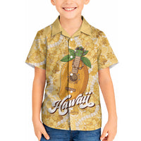 Hawaiian Mango Ukulele Hawaiian Shirt Retro Yellow Hibiscus Pikake Lei LT9 - Polynesian Pride