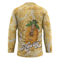 Hawaiian Mango Ukulele Hockey Jersey Retro Yellow Hibiscus Pikake Lei LT9 - Polynesian Pride