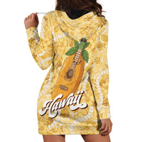 Hawaiian Mango Ukulele Hoodie Dress Retro Yellow Hibiscus Pikake Lei LT9 - Polynesian Pride