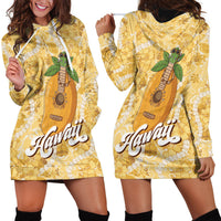 Hawaiian Mango Ukulele Hoodie Dress Retro Yellow Hibiscus Pikake Lei LT9 - Polynesian Pride