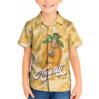 Hawaiian Mango Ukulele Kid Hawaiian Shirt Retro Yellow Hibiscus Pikake Lei LT9 Kid Yellow - Polynesian Pride
