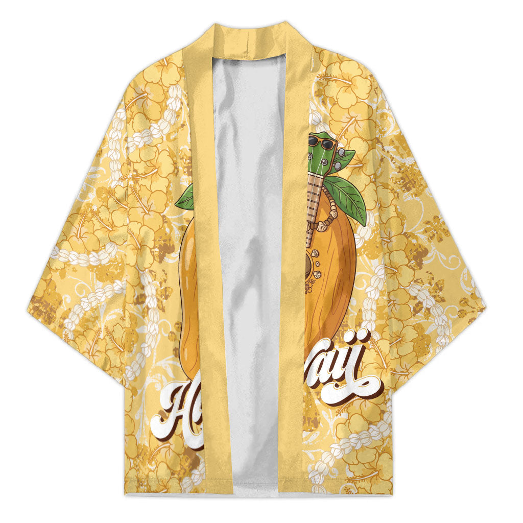 Hawaiian Mango Ukulele Kimono Retro Yellow Hibiscus Pikake Lei LT9 Unisex Yellow - Polynesian Pride