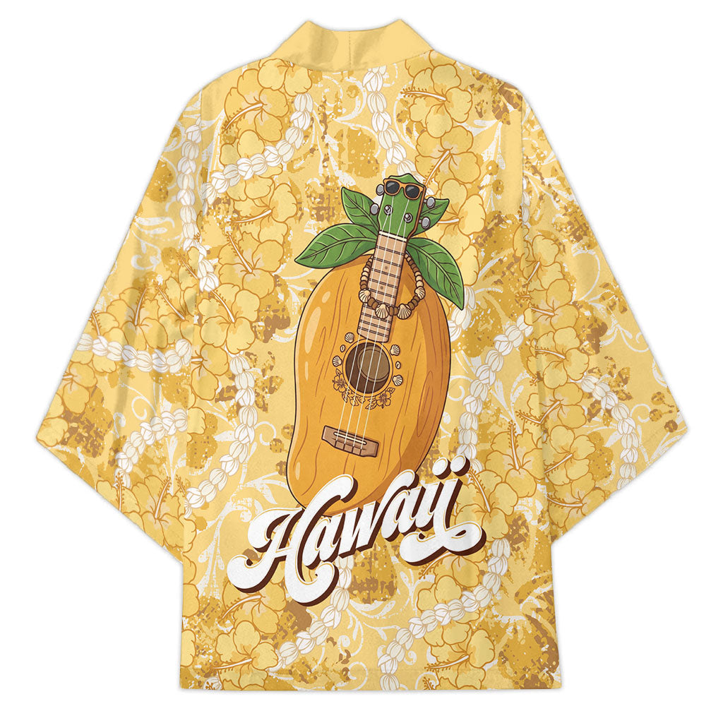 Hawaiian Mango Ukulele Kimono Retro Yellow Hibiscus Pikake Lei LT9 - Polynesian Pride