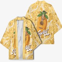 Hawaiian Mango Ukulele Kimono Retro Yellow Hibiscus Pikake Lei LT9 - Polynesian Pride