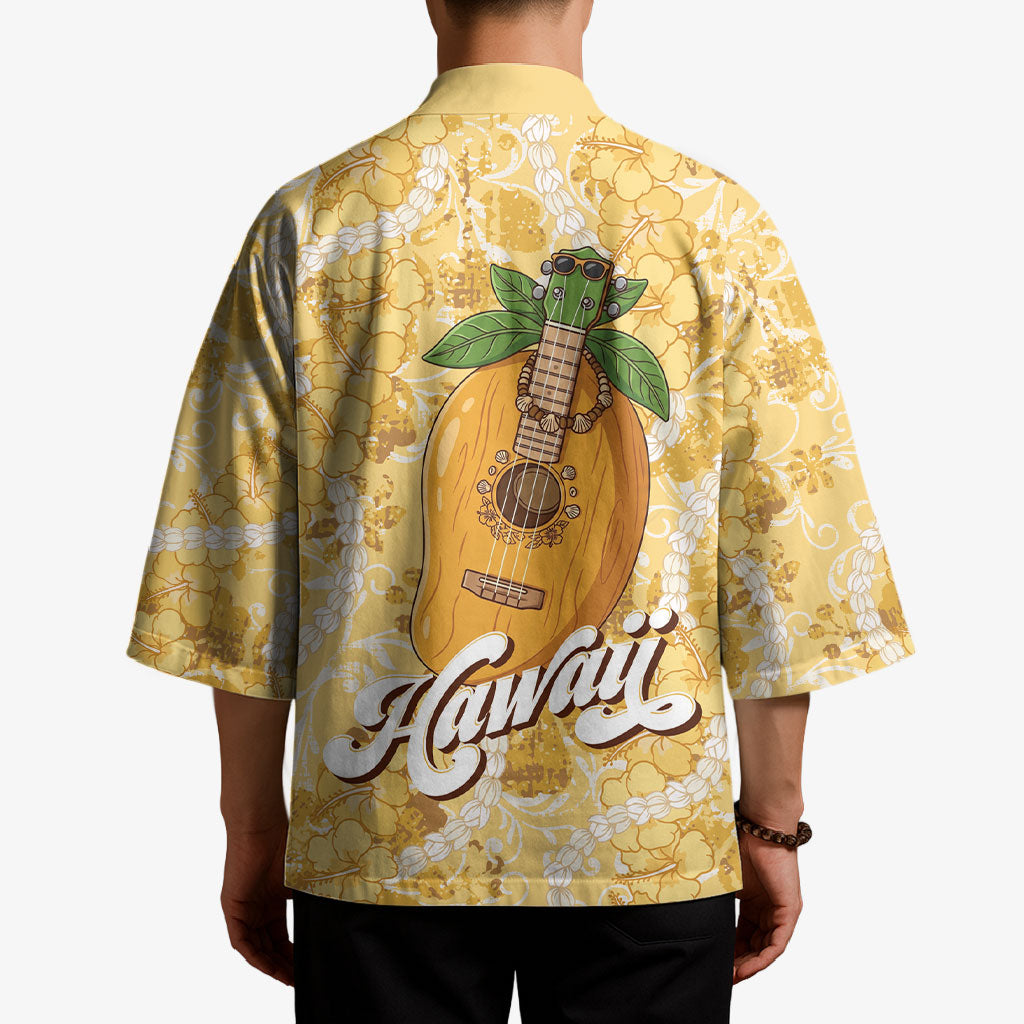 Hawaiian Mango Ukulele Kimono Retro Yellow Hibiscus Pikake Lei LT9 - Polynesian Pride