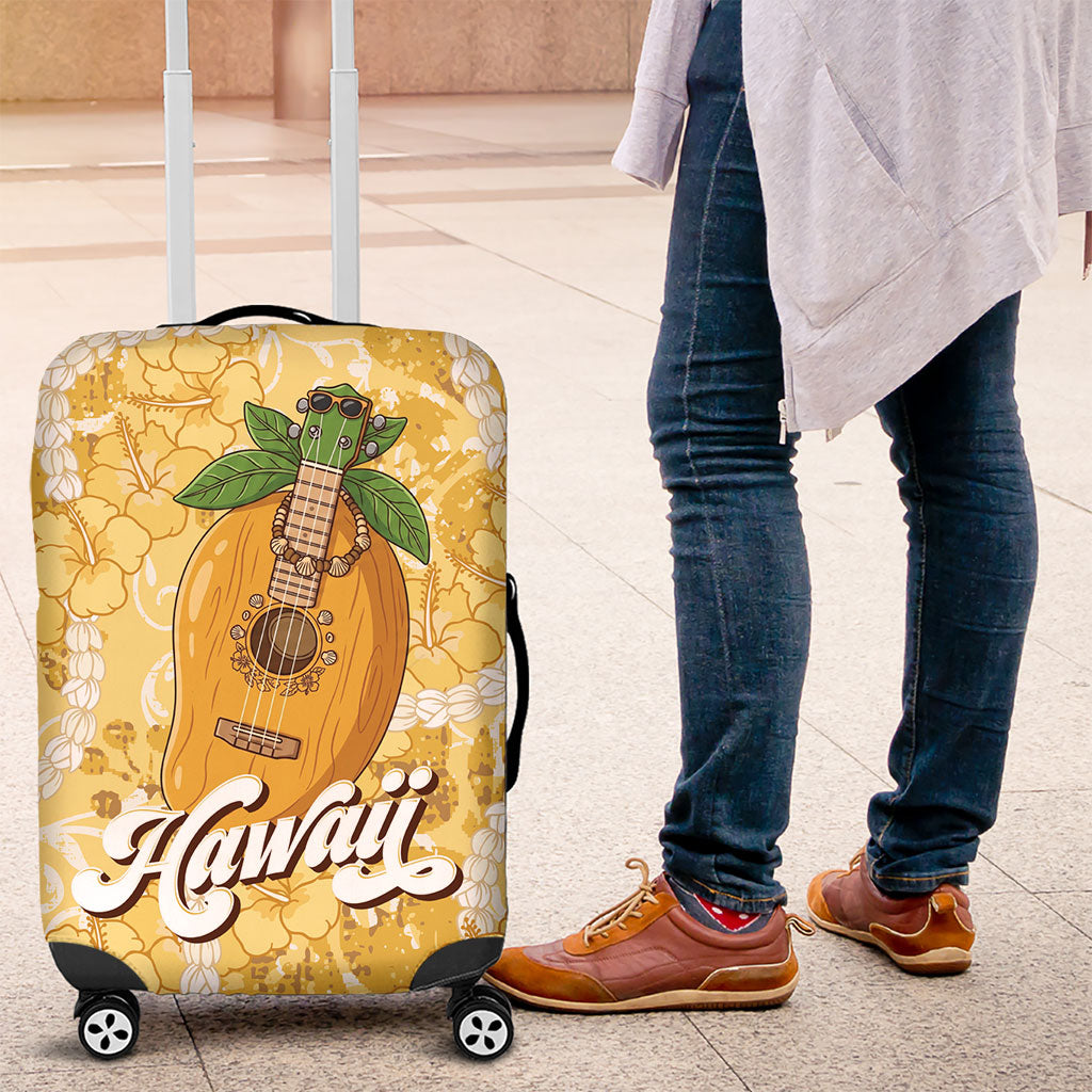 Hawaiian Mango Ukulele Luggage Cover Retro Yellow Hibiscus Pikake Lei LT9 Yellow - Polynesian Pride