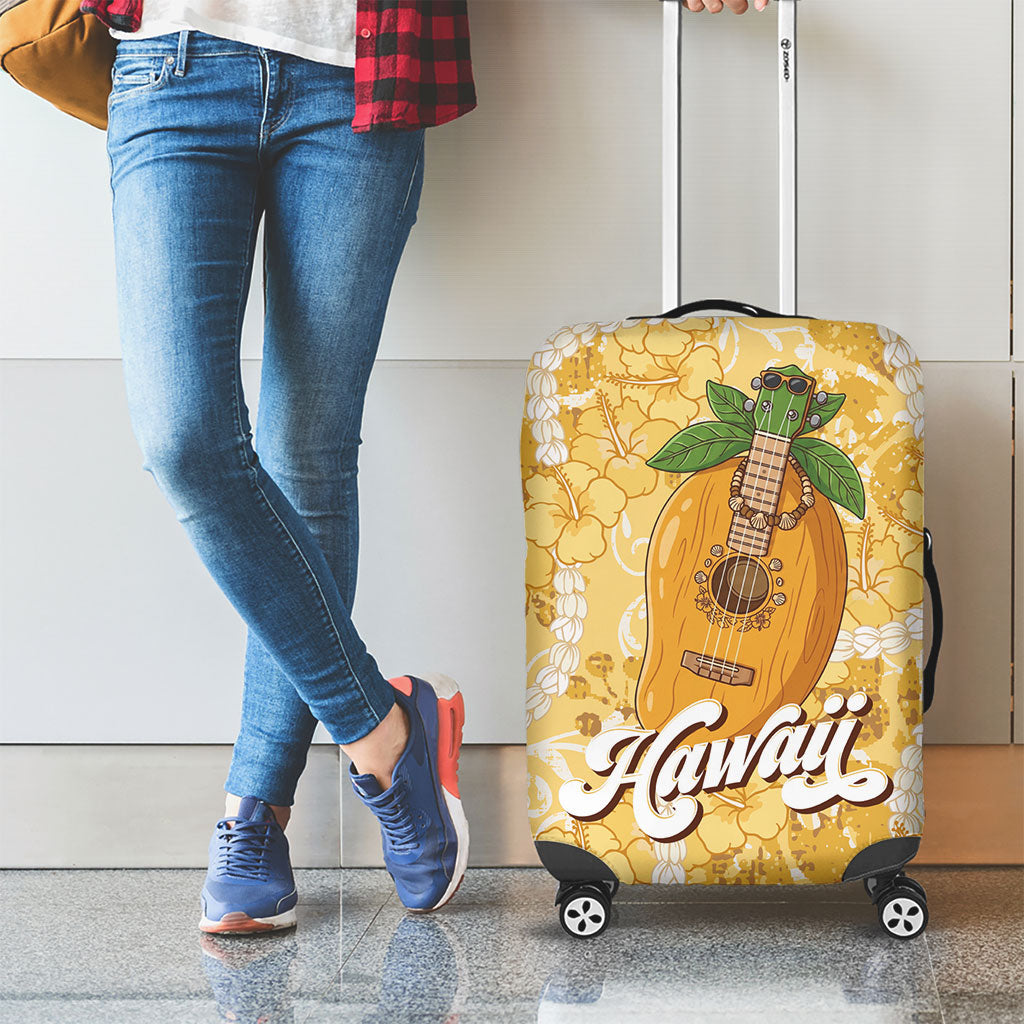 Hawaiian Mango Ukulele Luggage Cover Retro Yellow Hibiscus Pikake Lei LT9 - Polynesian Pride