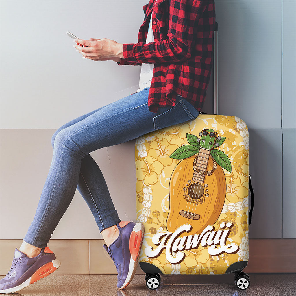Hawaiian Mango Ukulele Luggage Cover Retro Yellow Hibiscus Pikake Lei LT9 - Polynesian Pride