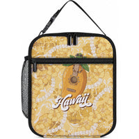 Hawaiian Mango Ukulele Lunch Bag Retro Yellow Hibiscus Pikake Lei LT9 10.2 × 8.3 × 4.3 inch Yellow - Polynesian Pride