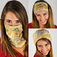 Hawaiian Mango Ukulele Neck Gaiter Retro Yellow Hibiscus Pikake Lei LT9 - Polynesian Pride