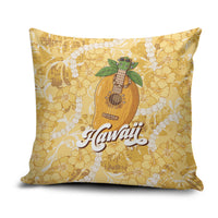 Hawaiian Mango Ukulele Pillow Cover Retro Yellow Hibiscus Pikake Lei LT9 Yellow - Polynesian Pride