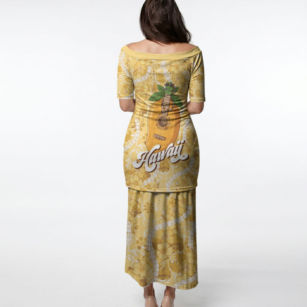 Hawaiian Mango Ukulele Puletasi Retro Yellow Hibiscus Pikake Lei LT9 - Polynesian Pride
