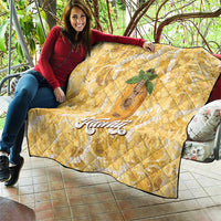 Hawaiian Mango Ukulele Quilt Retro Yellow Hibiscus Pikake Lei LT9 - Polynesian Pride