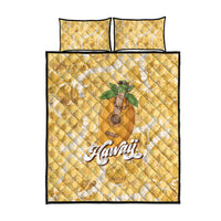 Hawaiian Mango Ukulele Quilt Bed Set Retro Yellow Hibiscus Pikake Lei LT9 - Polynesian Pride