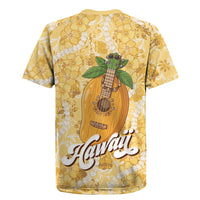 Hawaiian Mango Ukulele Rugby Jersey Retro Yellow Hibiscus Pikake Lei LT9 - Polynesian Pride