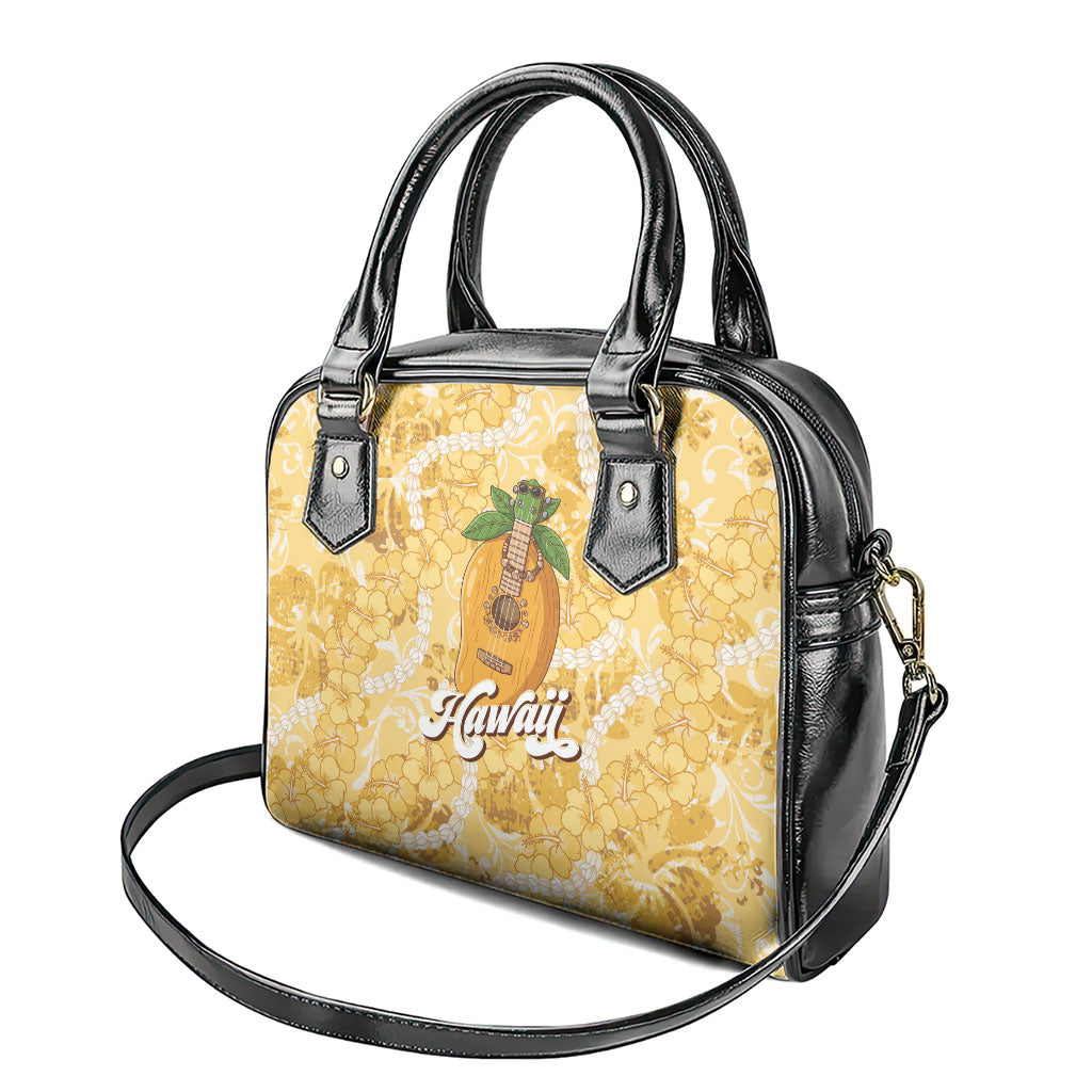 Hawaiian Mango Ukulele Shoulder Handbag Retro Yellow Hibiscus Pikake Lei LT9 - Polynesian Pride