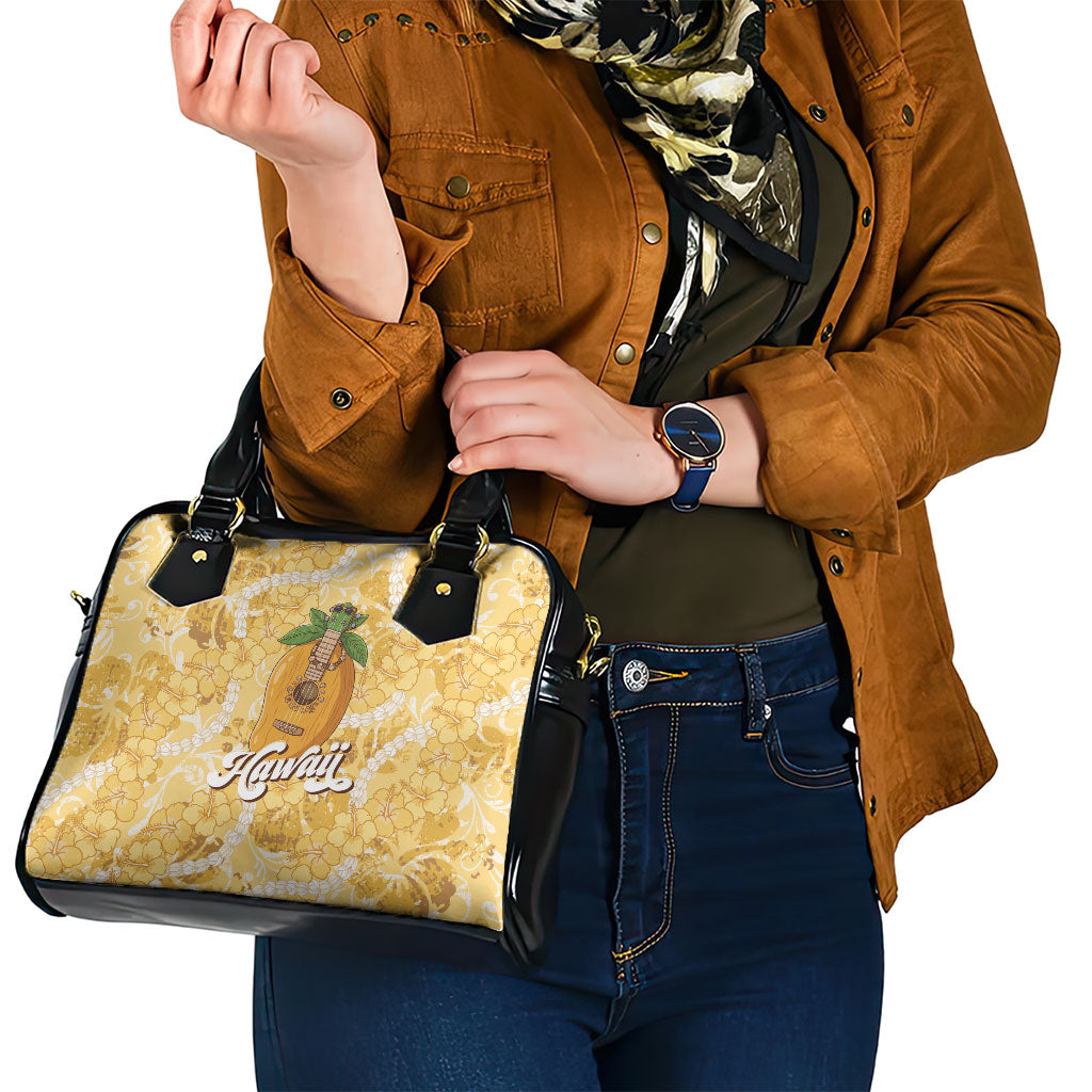 Hawaiian Mango Ukulele Shoulder Handbag Retro Yellow Hibiscus Pikake Lei LT9 - Polynesian Pride