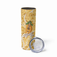 Hawaiian Mango Ukulele Skinny Tumbler Retro Yellow Hibiscus Pikake Lei LT9 - Polynesian Pride