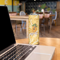 Hawaiian Mango Ukulele Skinny Tumbler Retro Yellow Hibiscus Pikake Lei LT9 - Polynesian Pride