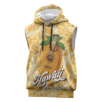 Hawaiian Mango Ukulele Sleeveless Hoodie Retro Yellow Hibiscus Pikake Lei LT9 Yellow - Polynesian Pride