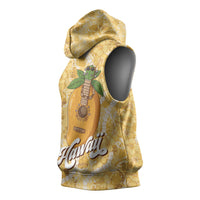 Hawaiian Mango Ukulele Sleeveless Hoodie Retro Yellow Hibiscus Pikake Lei LT9 - Polynesian Pride