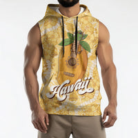 Hawaiian Mango Ukulele Sleeveless Hoodie Retro Yellow Hibiscus Pikake Lei LT9 - Polynesian Pride