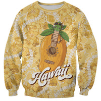 Hawaiian Mango Ukulele Sweatshirt Retro Yellow Hibiscus Pikake Lei LT9 Unisex Yellow - Polynesian Pride